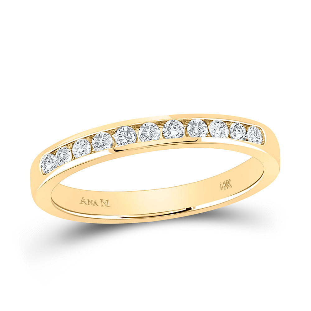 14kt Yellow Gold Womens Round Diamond Wedding Band 1/4 Cttw