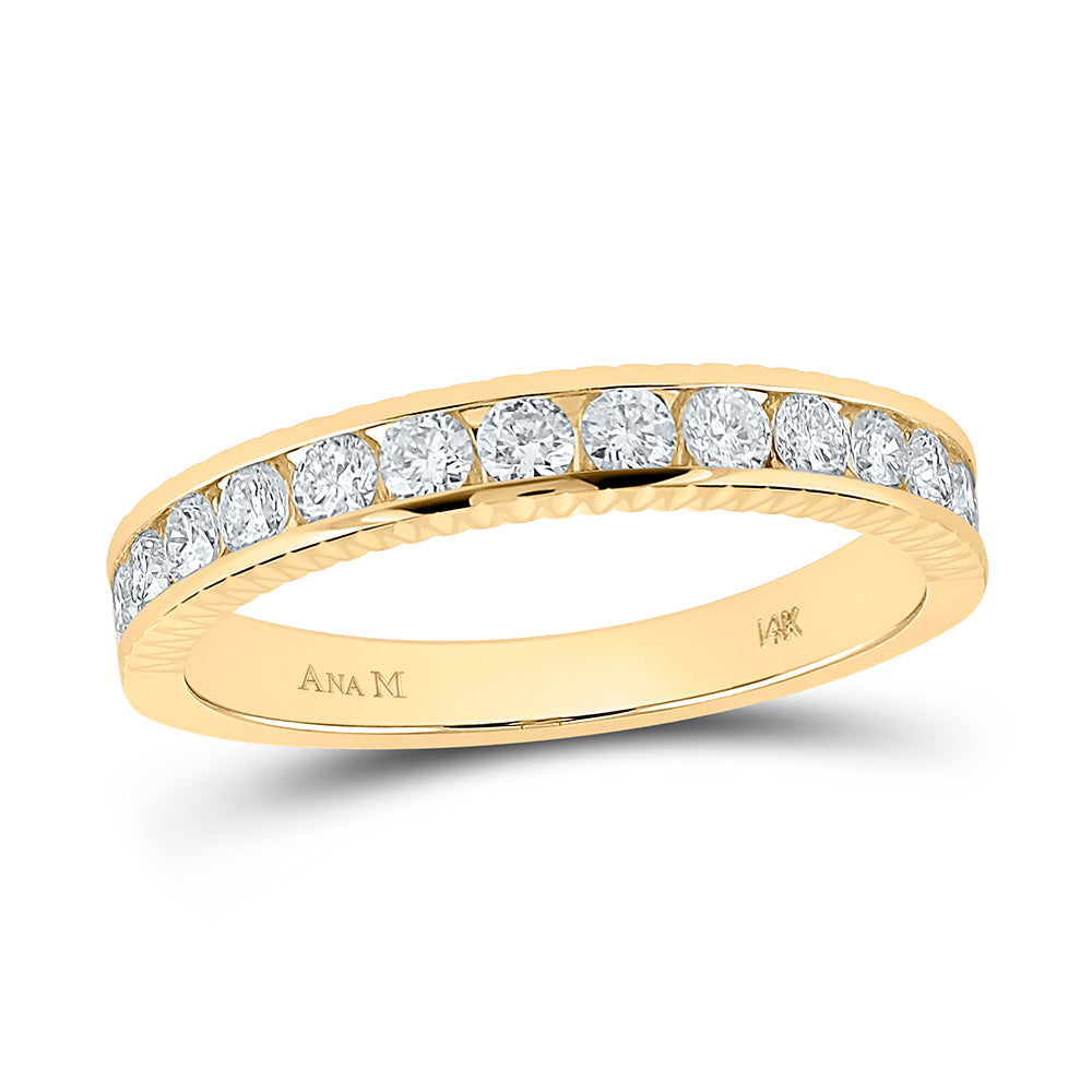 14kt Yellow Gold Womens Round Diamond Wedding Anniversary Band 1/2 Cttw