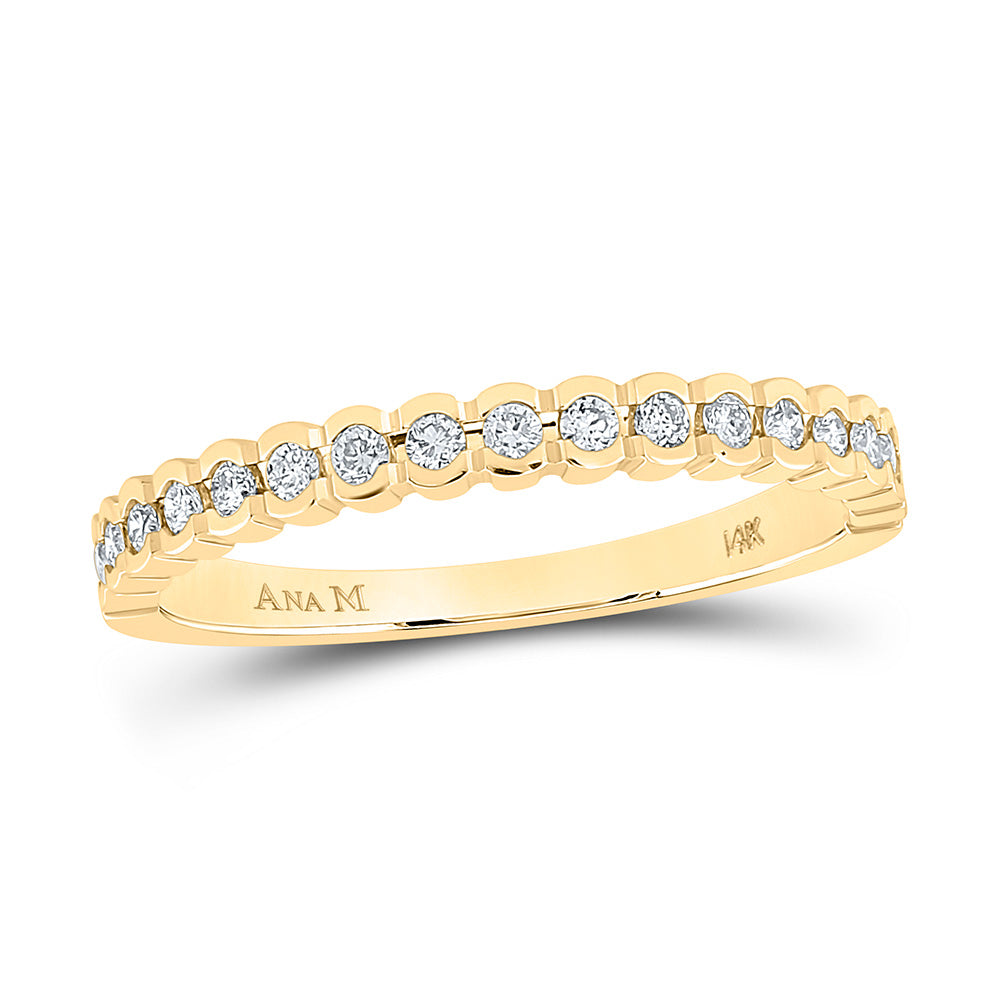 14kt Yellow Gold Womens Round Diamond Wedding Single Row Band 1/4 Cttw