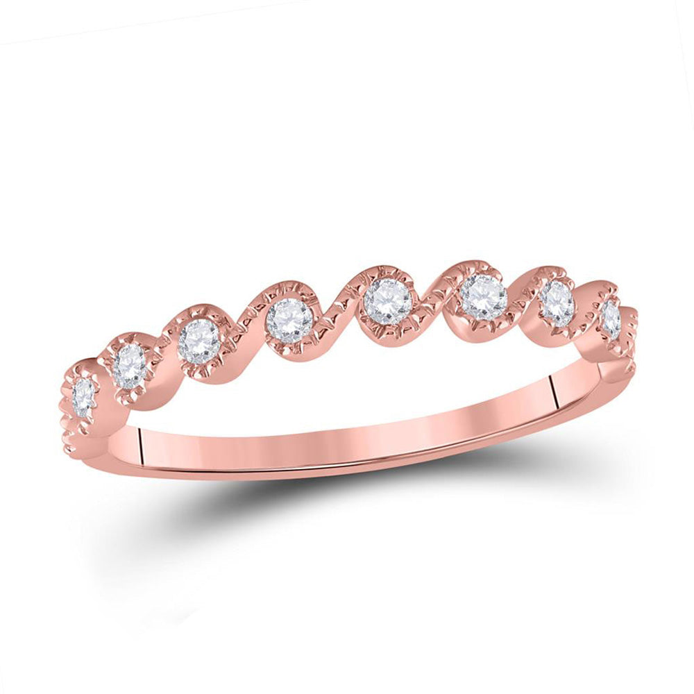 10kt Rose Gold Womens Round Diamond Stackable Band Ring 1/6 Cttw