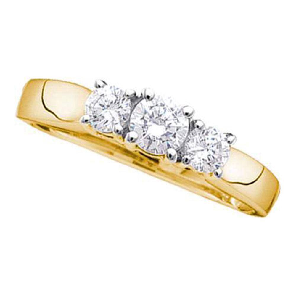 14kt Yellow Gold Round Diamond 3-stone Bridal Wedding Engagement Ring 3/4 Cttw