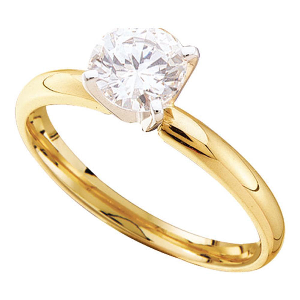 14kt Yellow Gold Womens Round Diamond Solitaire Bridal Wedding Engagement Ring 1/4 Cttw