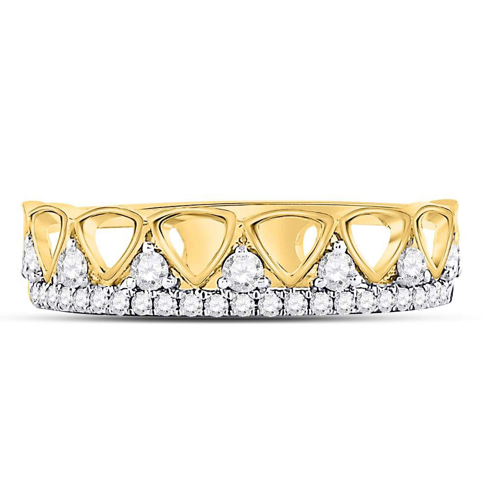 14kt Yellow Gold Womens Round Diamond Triangle Band Ring 1/3 Cttw