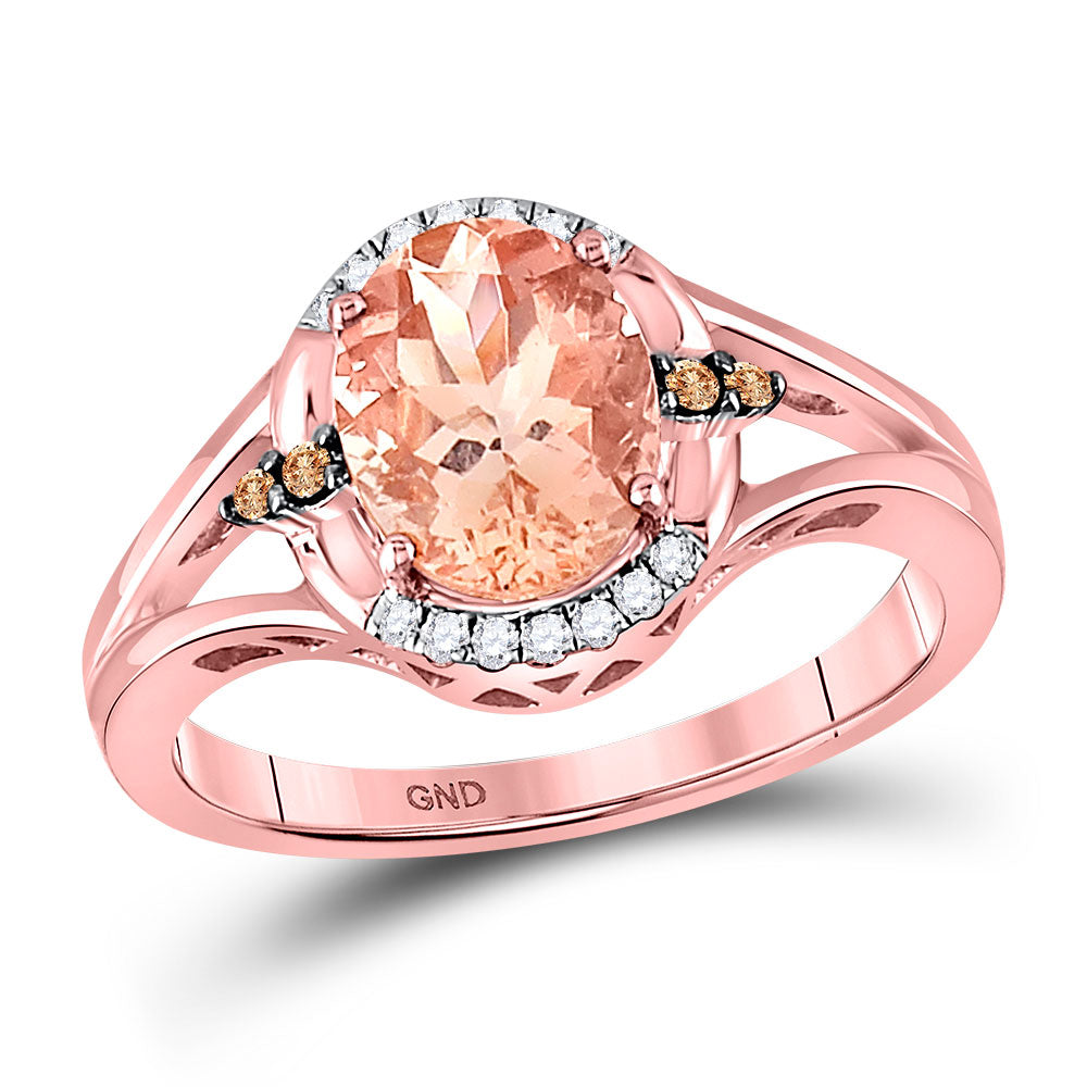 10kt Rose Gold Womens Oval Morganite Fashion Solitaire Ring 2 Cttw