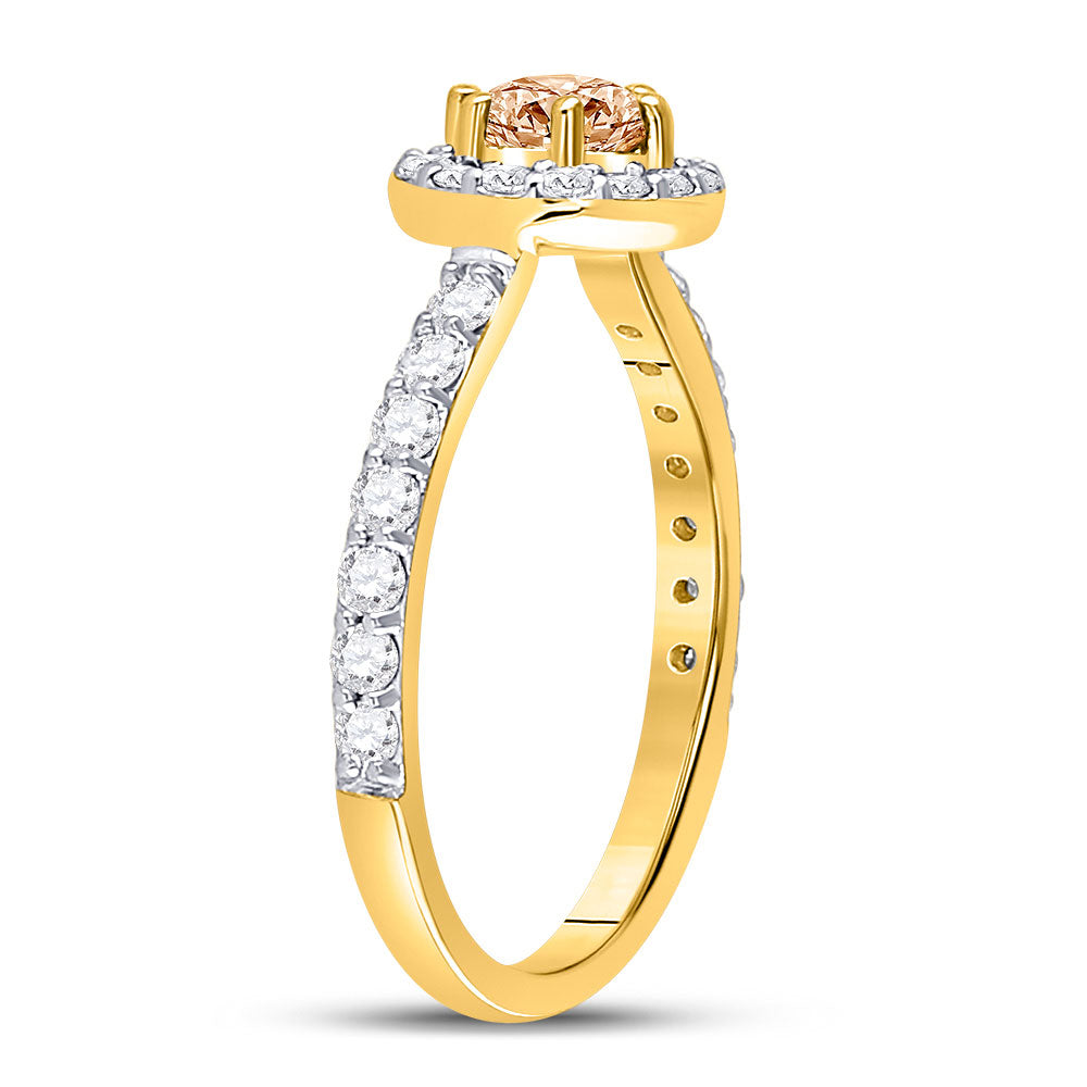 14kt Yellow Gold Round Brown Diamond Solitaire Bridal Wedding Engagement Ring 1 Cttw