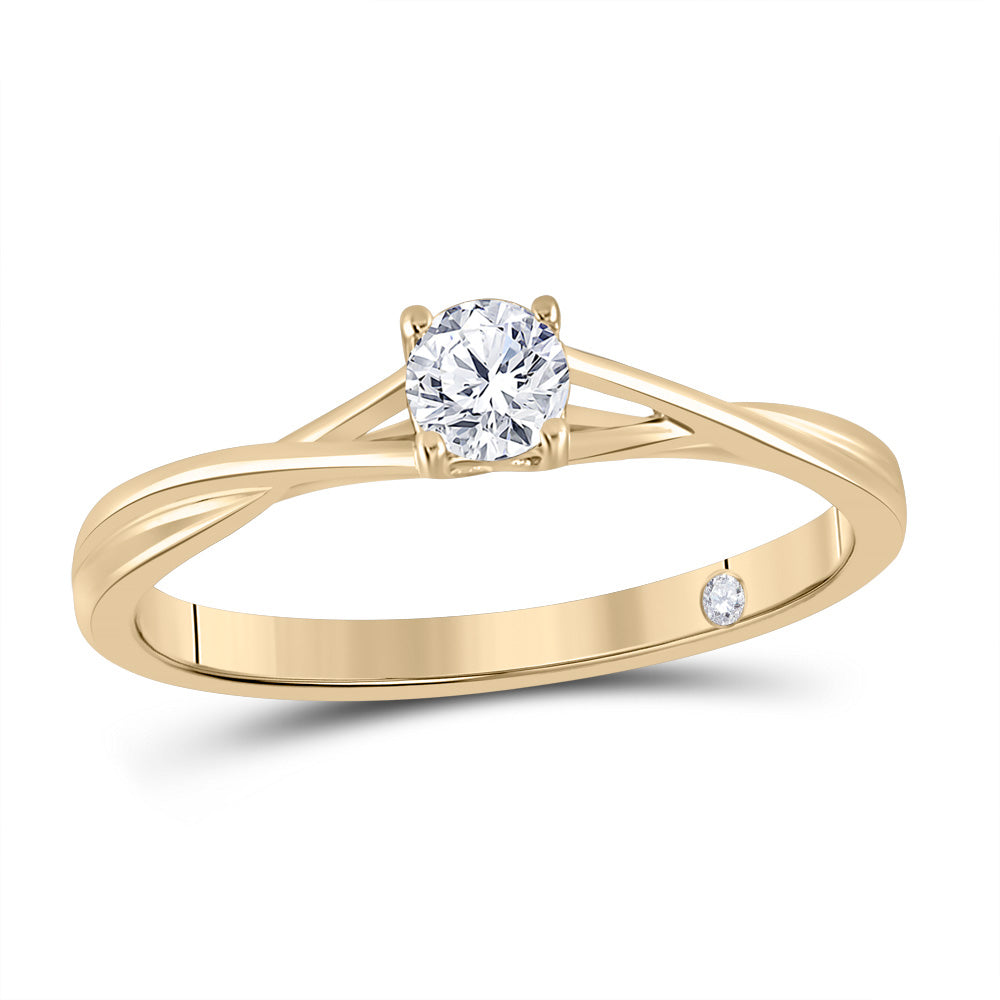 14kt Yellow Gold Round Diamond Solitaire Bridal Wedding Engagement Ring 1/4 Cttw