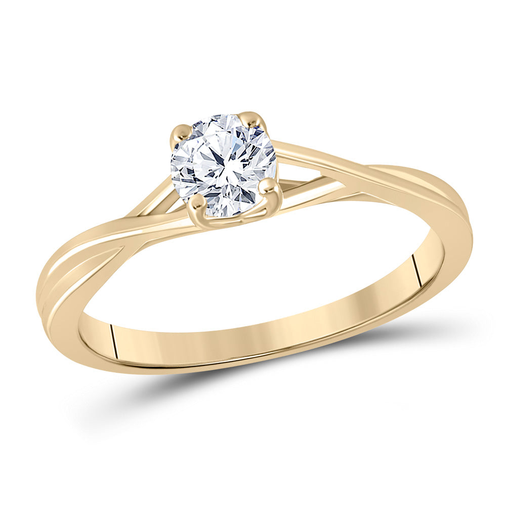 14kt Yellow Gold Round Diamond Solitaire Bridal Wedding Engagement Ring 1/2 Cttw