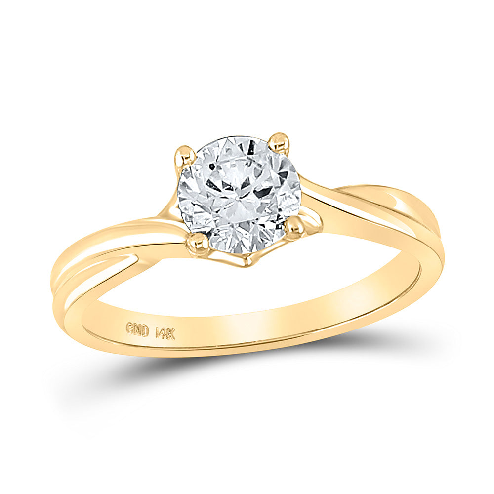 14kt Yellow Gold Round Diamond Solitaire Bridal Wedding Engagement Ring 1/2 Cttw