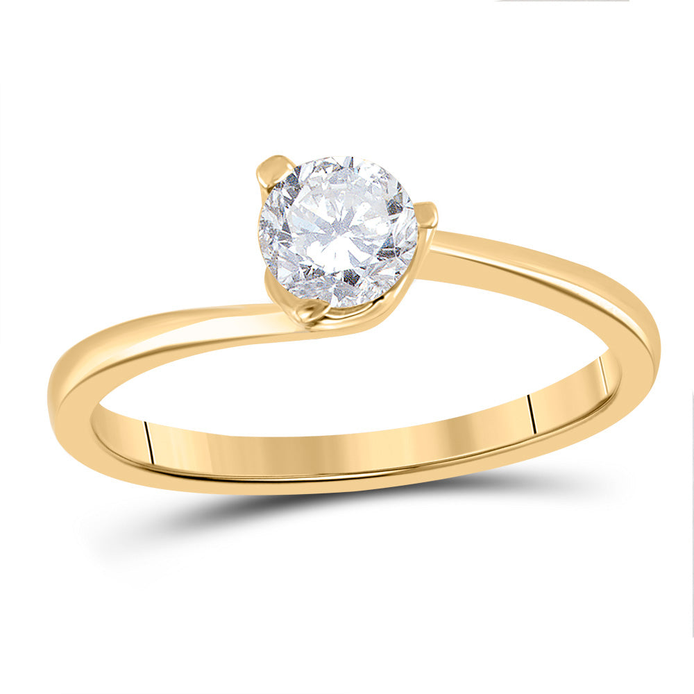 14kt Yellow Gold Round Diamond Solitaire Bridal Wedding Engagement Ring 1/2 Cttw