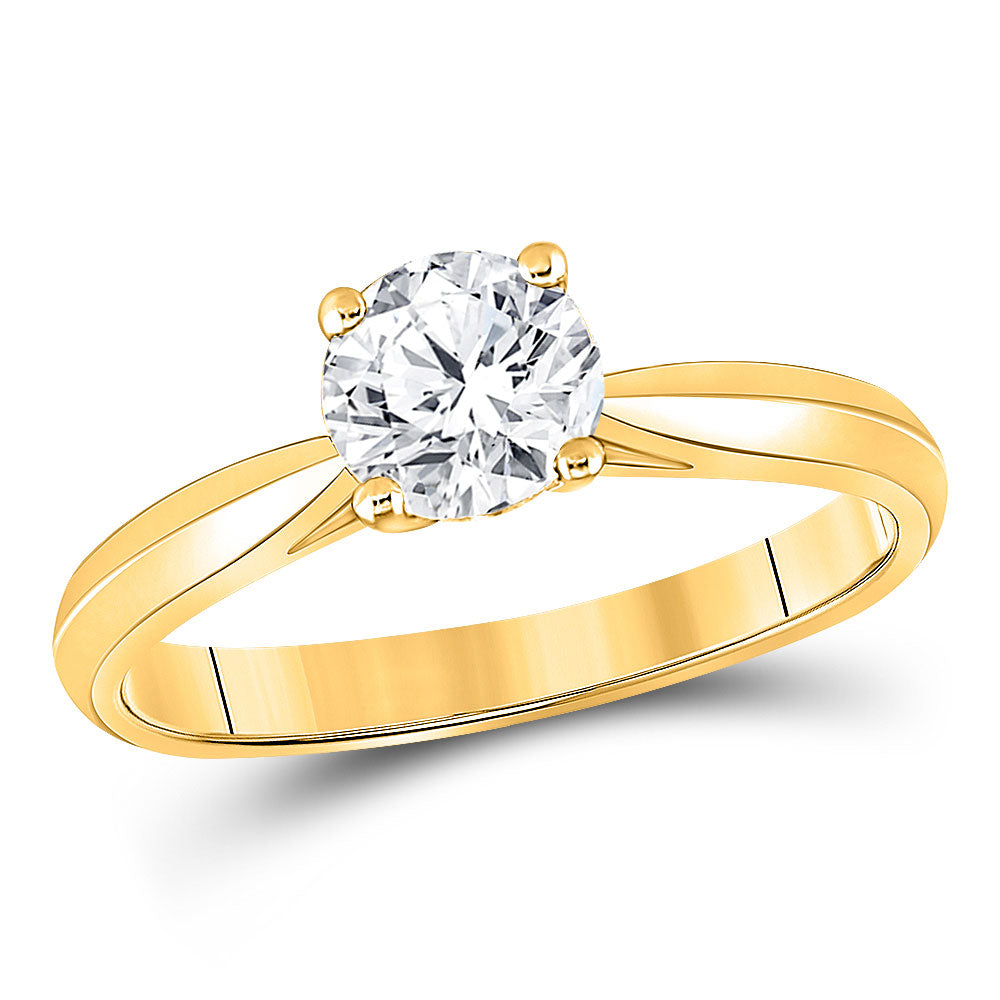 14kt Yellow Gold Womens Round Diamond Solitaire Bridal Wedding Engagement Ring 3/4 Cttw