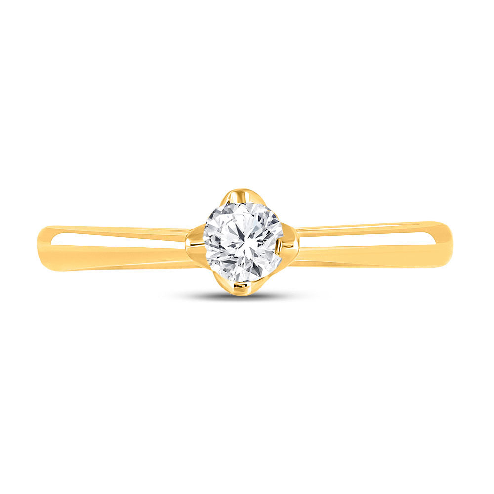 14kt Yellow Gold Womens Round Diamond Solitaire Bridal Wedding Engagement Ring 1/4 Cttw