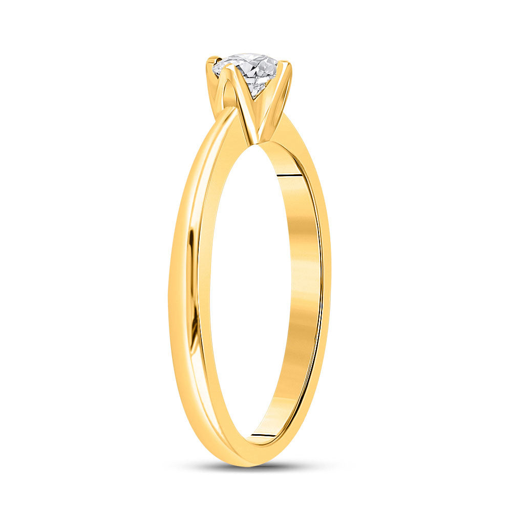 14kt Yellow Gold Womens Round Diamond Solitaire Bridal Wedding Engagement Ring 1/4 Cttw