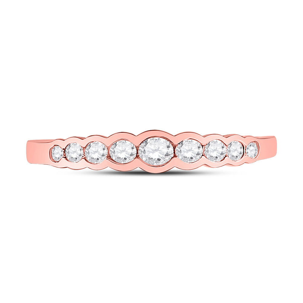 10kt Rose Gold Womens Round Diamond Stackable Band Ring 1/3 Cttw