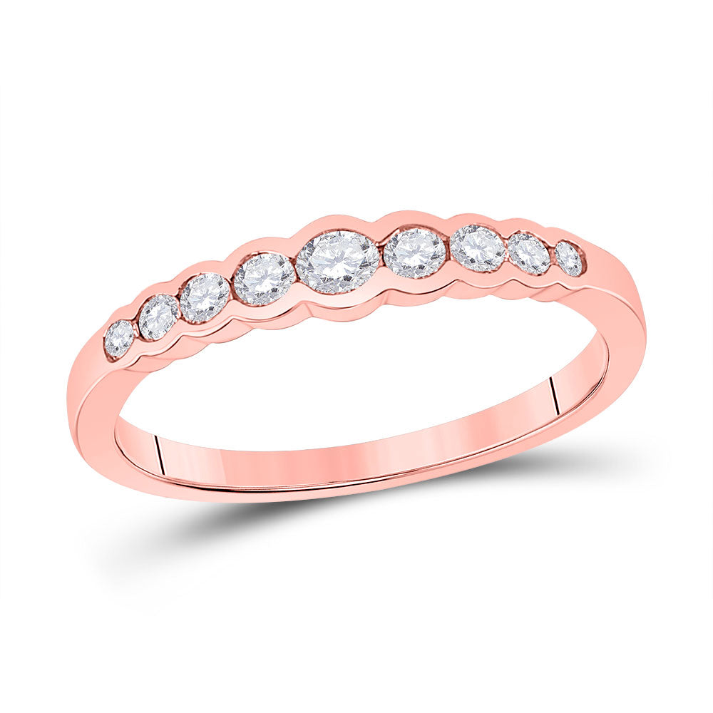 10kt Rose Gold Womens Round Diamond Stackable Band Ring 1/3 Cttw