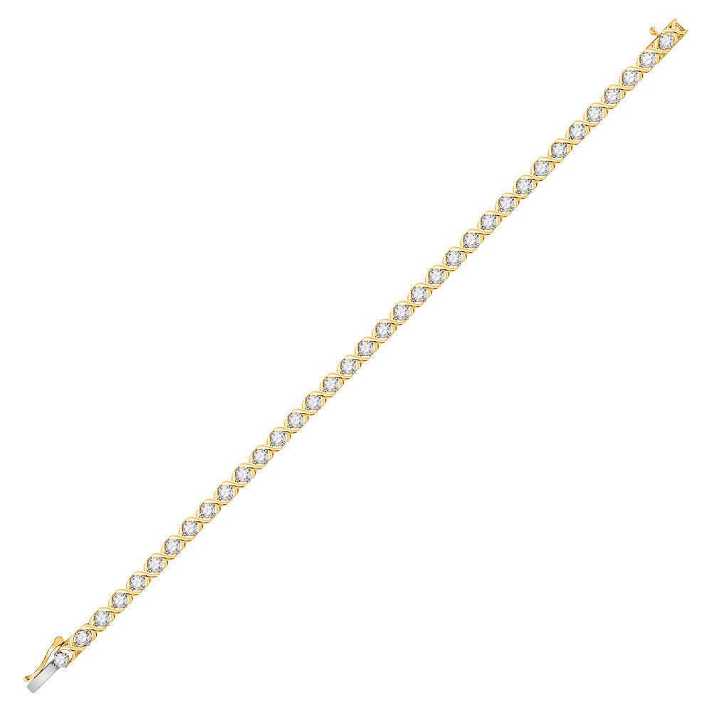 10kt Two-tone Gold Womens Round Diamond Tennis Bracelet 2 Cttw