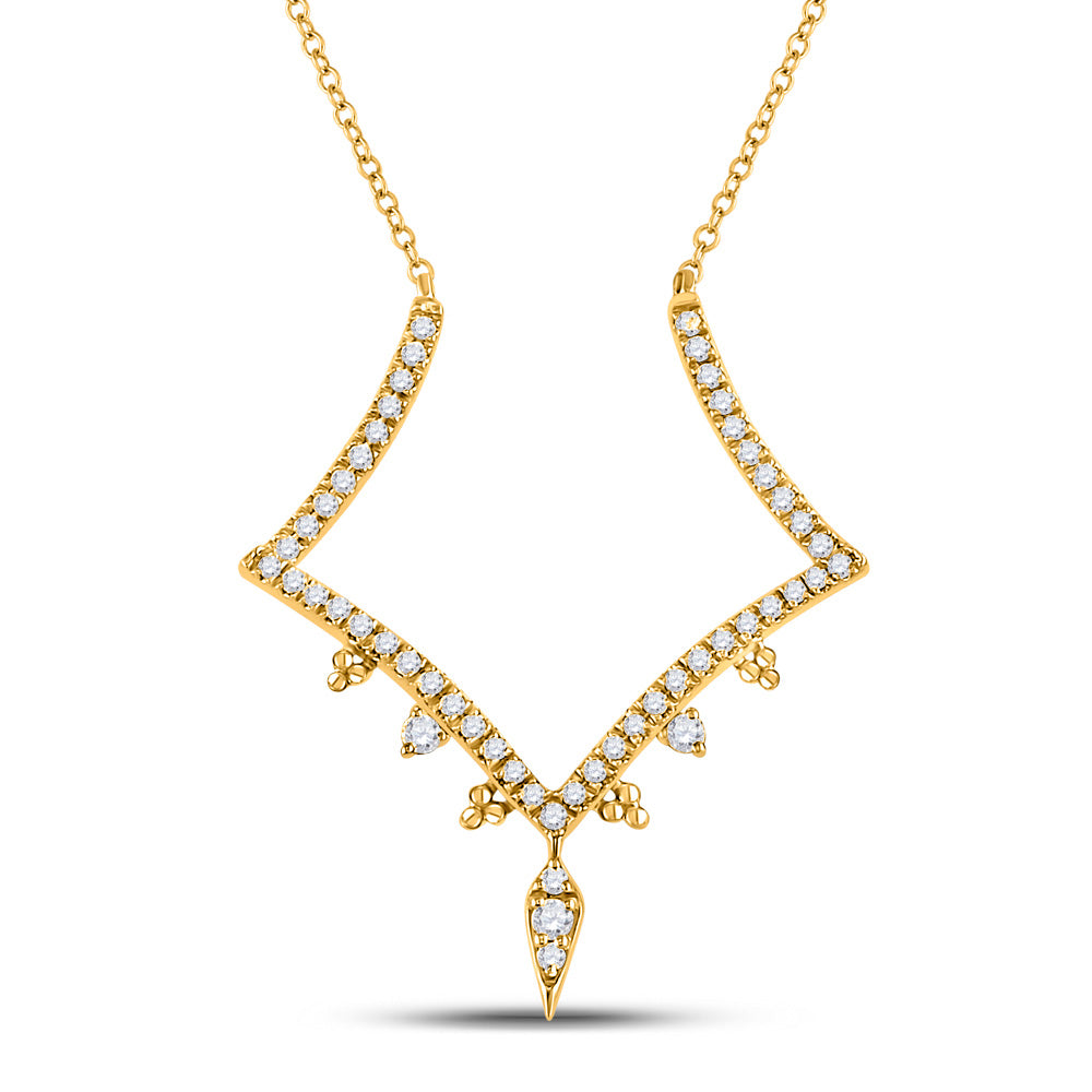 14kt Yellow Gold Womens Round Diamond Fashion Necklace 1/4 Cttw