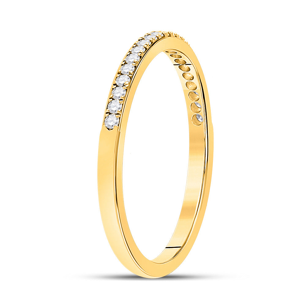 14kt Yellow Gold Womens Round Diamond Wedding Band 1/6 Cttw