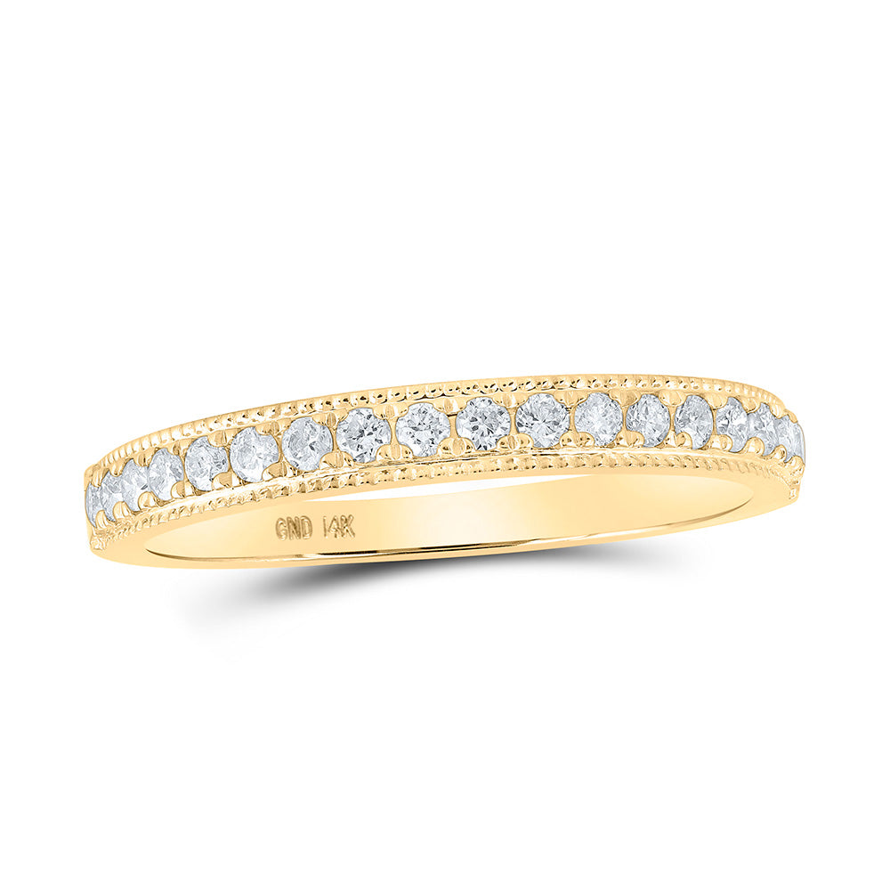 14kt Yellow Gold Womens Round Diamond Single Row Band Ring 1/4 Cttw