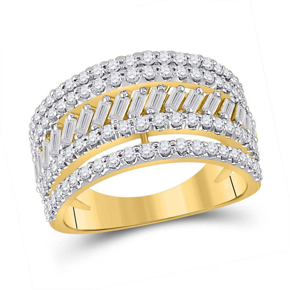 14kt Yellow Gold Womens Round Diamond Right-Hand Anniversary Ring 1 Cttw