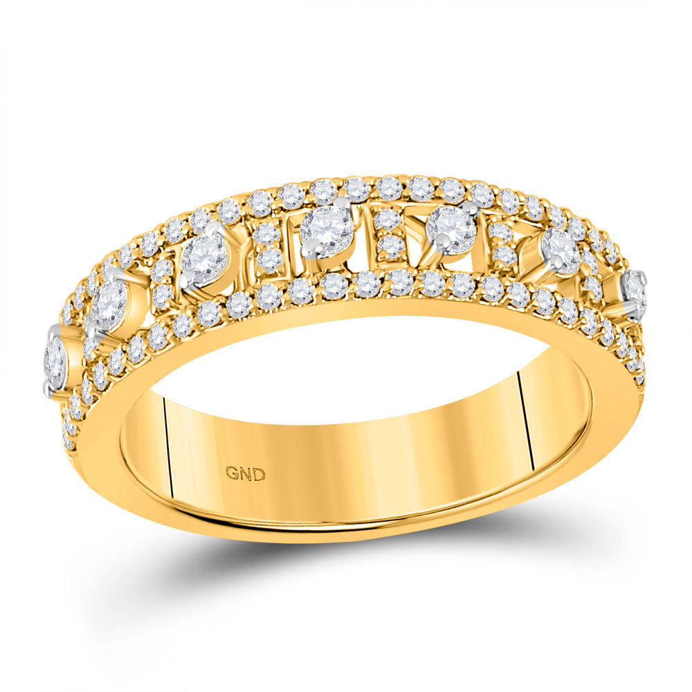 14kt Yellow Gold Womens Round Diamond Anniversary Band Ring 5/8 Cttw