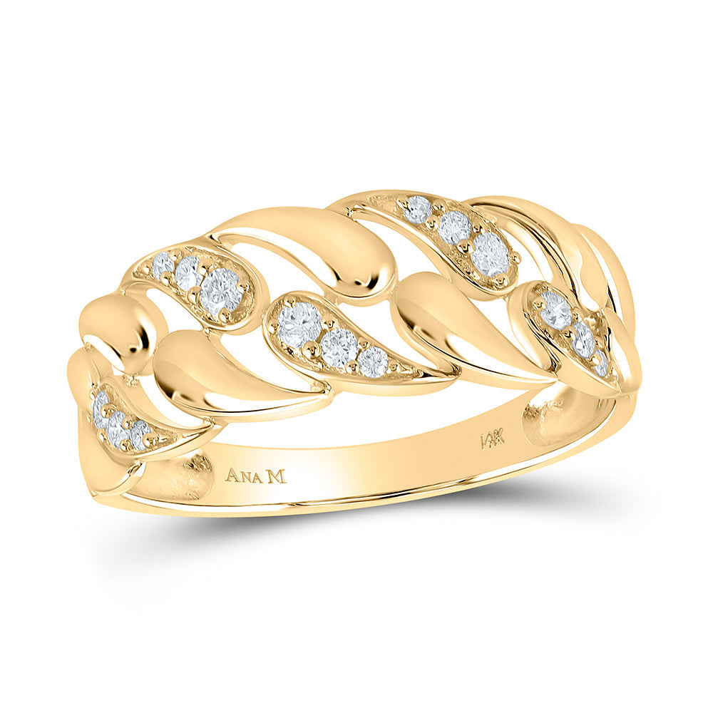 14kt Yellow Gold Womens Round Diamond Band Ring 1/6 Cttw