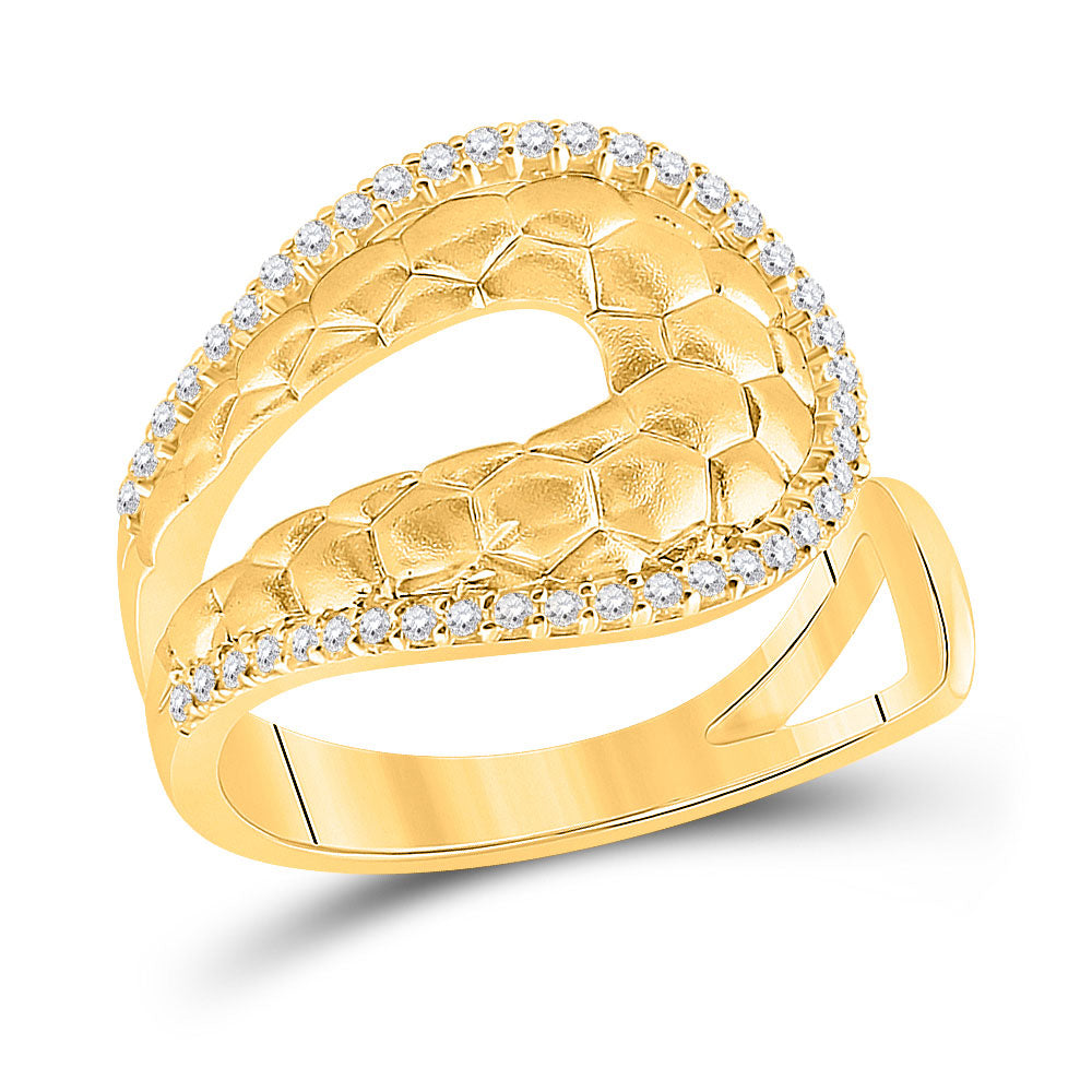 14kt Yellow Gold Womens Round Diamond Scale Fashion Ring 1/4 Cttw