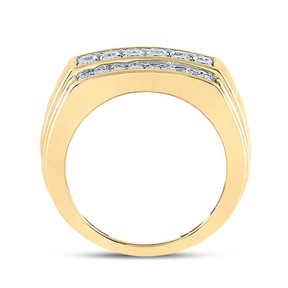 14kt Yellow Gold Mens Round Diamond Band Ring 1-1/2 Cttw