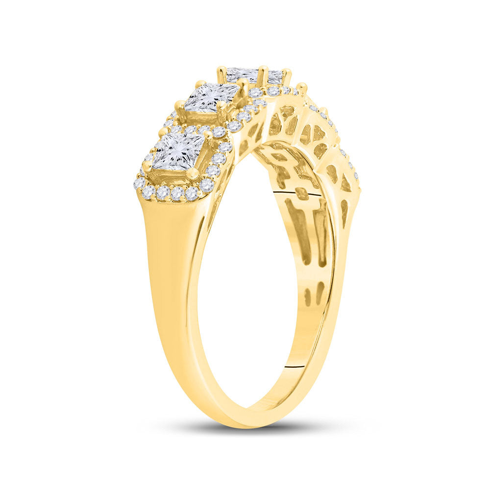 14kt Yellow Gold Womens Princess Diamond 5-Stone Anniversary Ring 1 Cttw