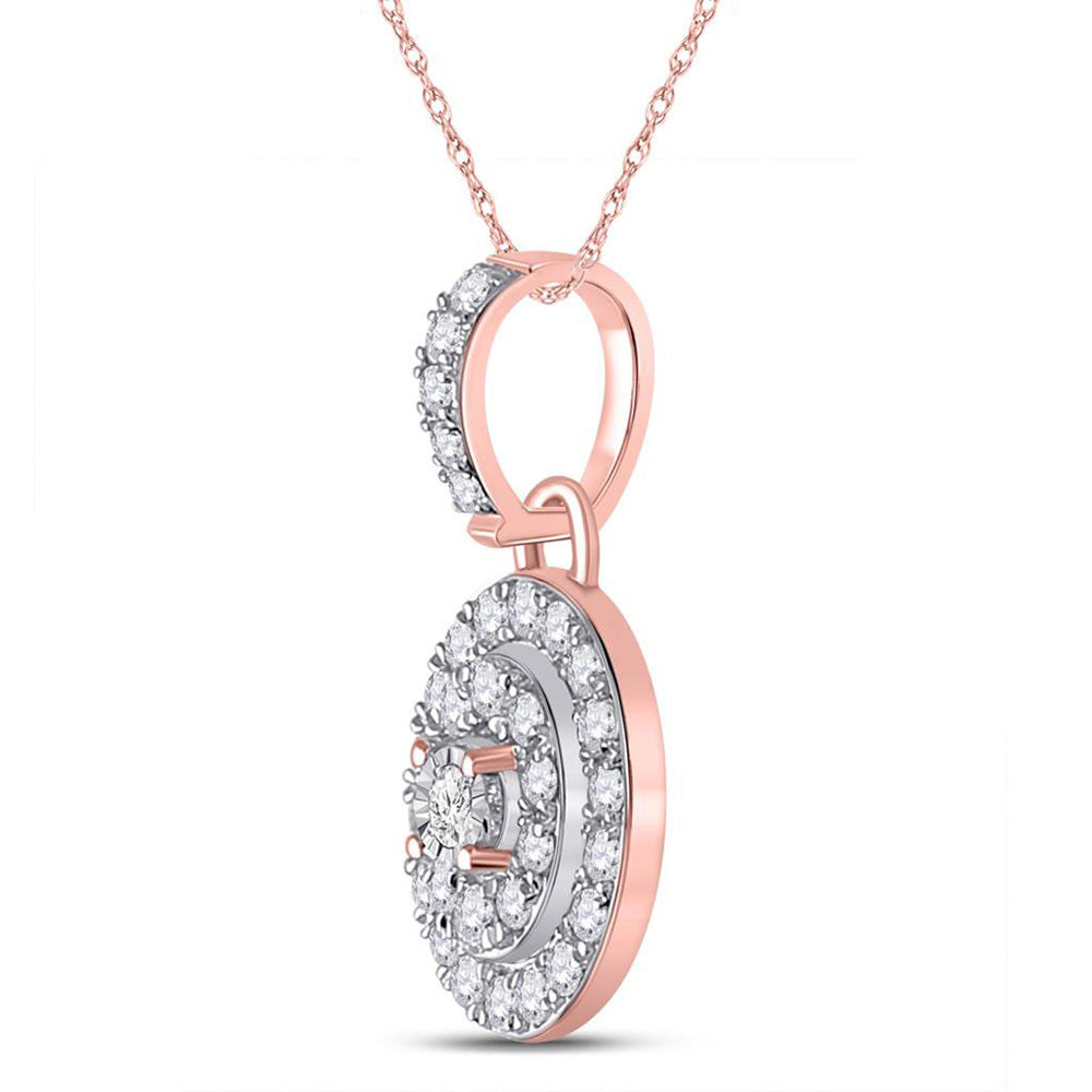 10kt Rose Gold Womens Round Diamond Oval Pendant 1/3 Cttw