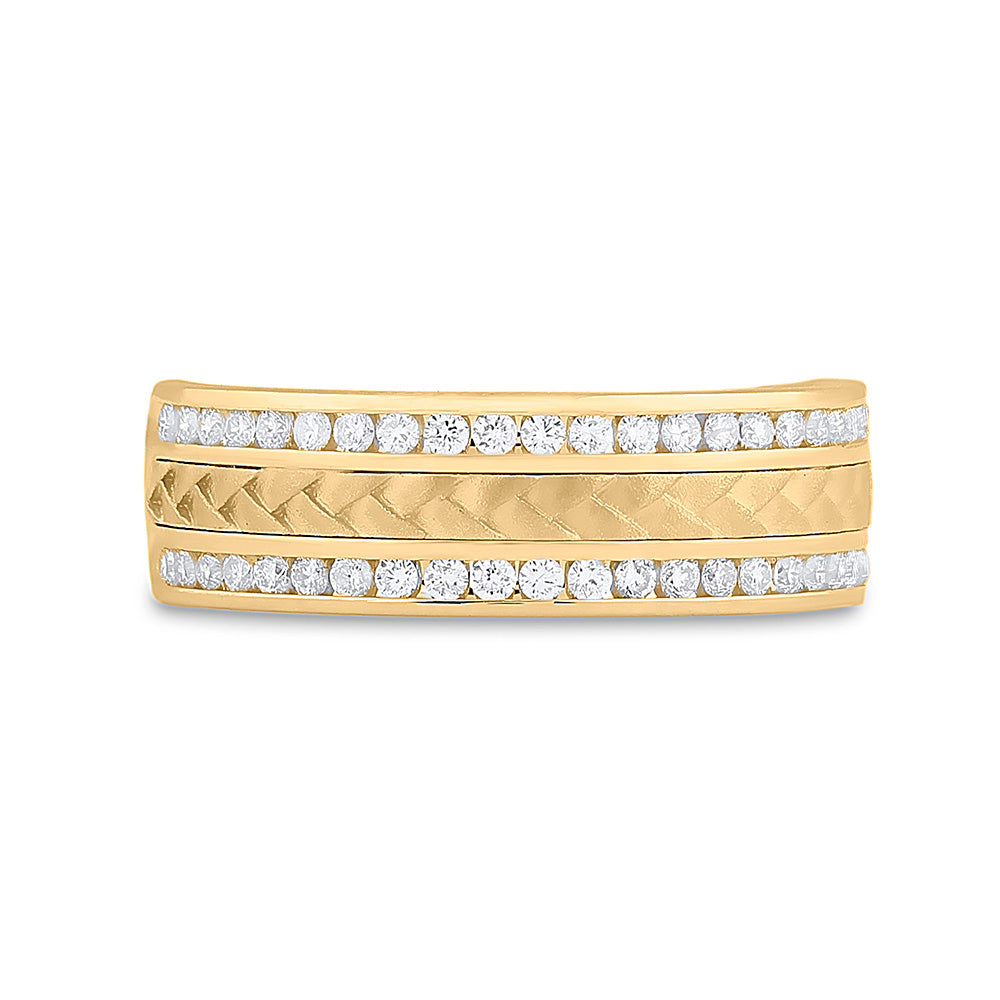 14kt Yellow Gold Mens Round Diamond Wedding Braided Band Ring 1/2 Cttw