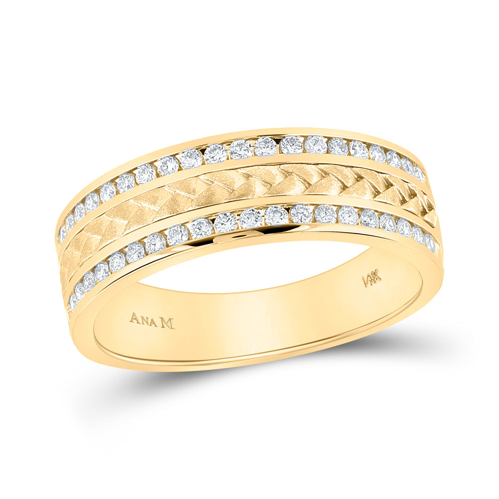 14kt Yellow Gold Mens Round Diamond Wedding Braided Band Ring 1/2 Cttw