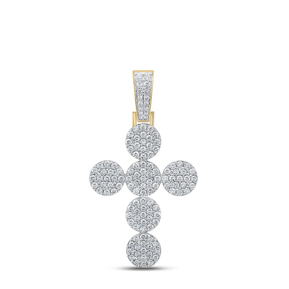 10kt Yellow Gold Mens Round Diamond Cross Charm Pendant 2 Cttw