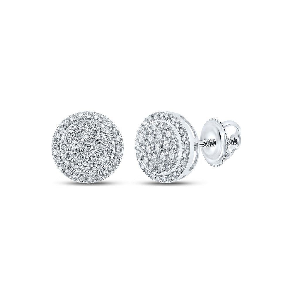 10kt White Gold Womens Round Diamond Cluster Earrings 3/4 Cttw