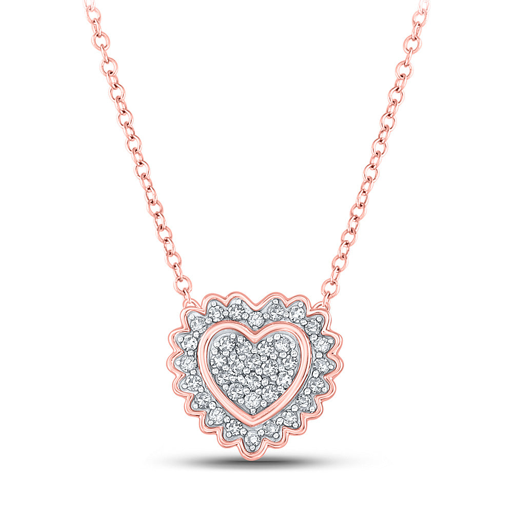 10kt Rose Gold Womens Round Diamond Heart Pendant 1/5 Cttw