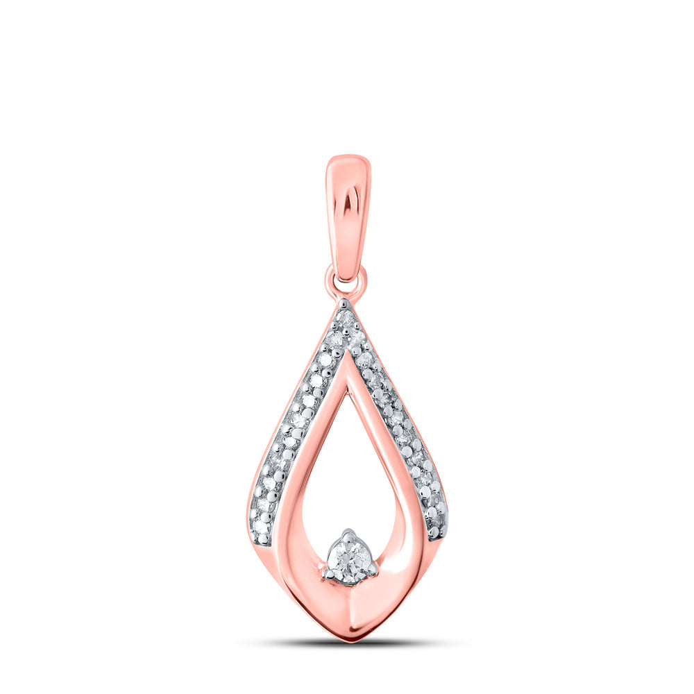 10kt Rose Gold Womens Round Diamond Fashion Pendant 1/8 Cttw