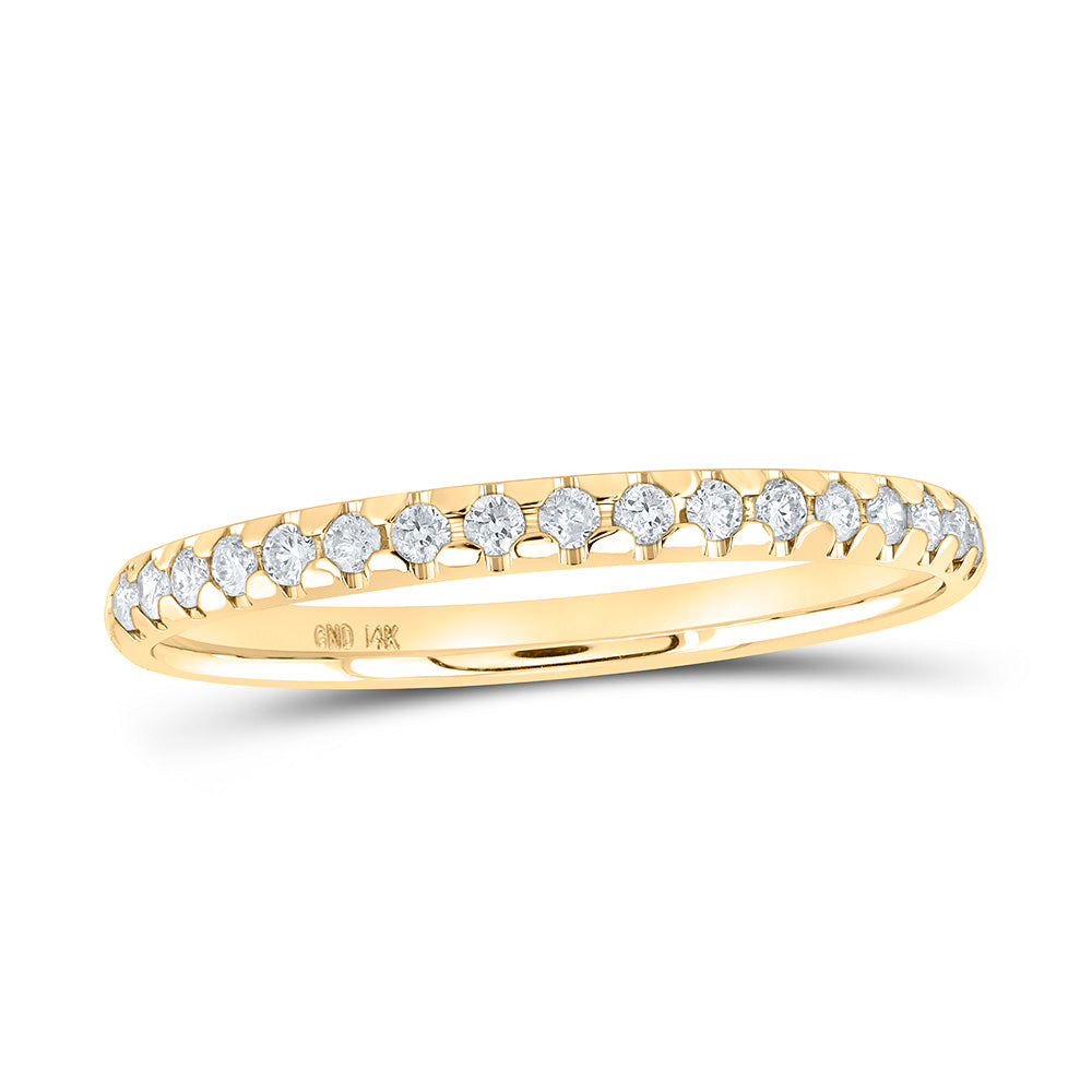 14kt Yellow Gold Womens Round Diamond Machine Set Band Ring 1/6 Cttw