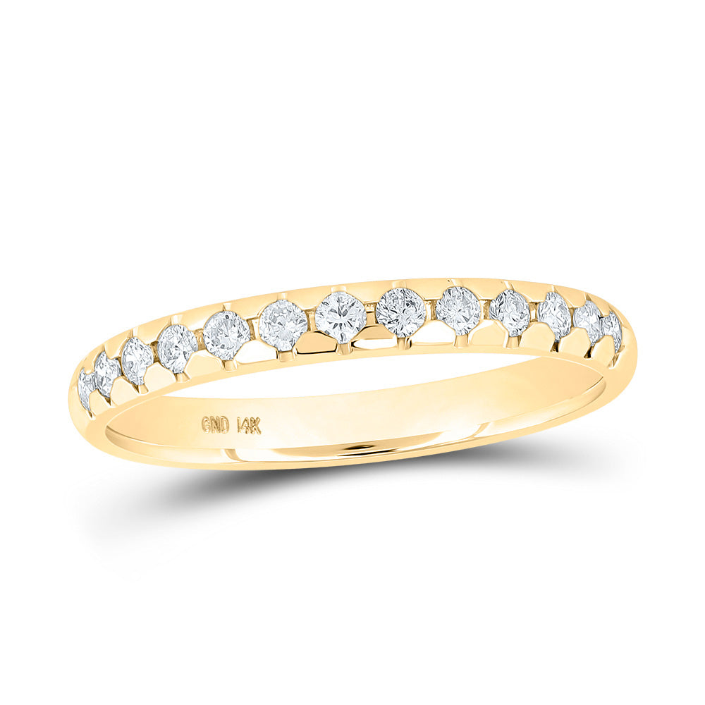 14kt Yellow Gold Womens Round Diamond Single Row Band Ring 1/4 Cttw