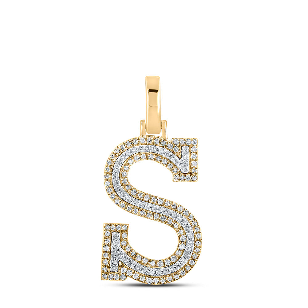 10kt Two-tone Gold Womens Round Diamond S Initial Letter Pendant 3/8 Cttw