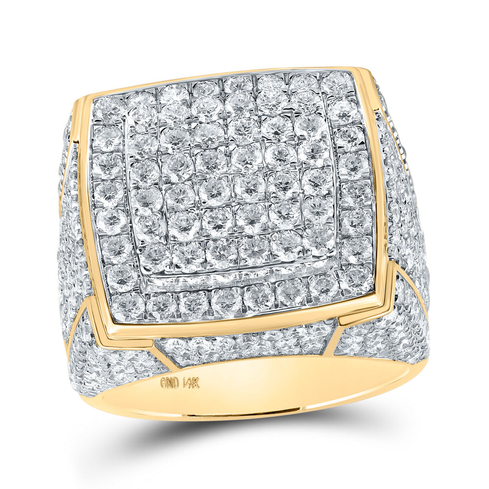 14kt Yellow Gold Mens Round Diamond Square Ring 4-7/8 Cttw