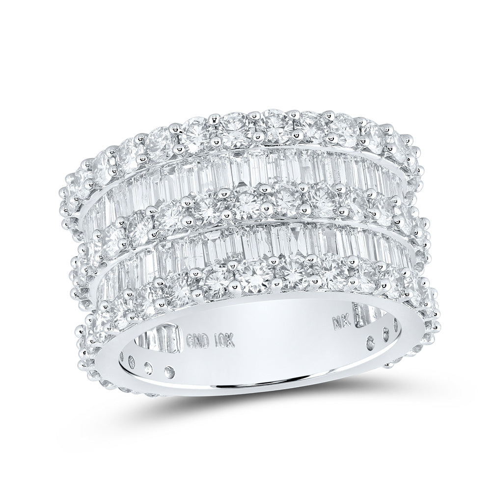 10kt White Gold Mens Baguette Diamond Eternity Ring 6-7/8 Cttw