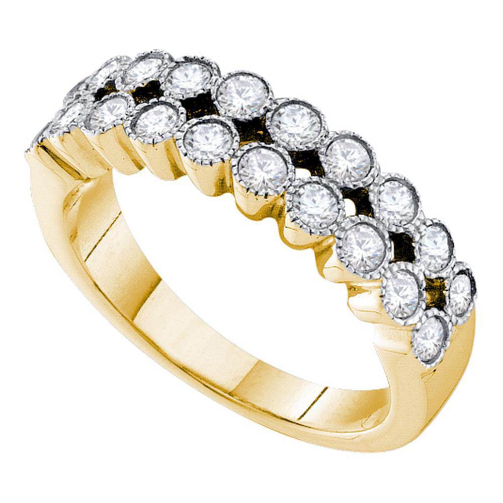 14kt Yellow Gold Womens Round Diamond Milgrain Band Ring 3/4 Cttw