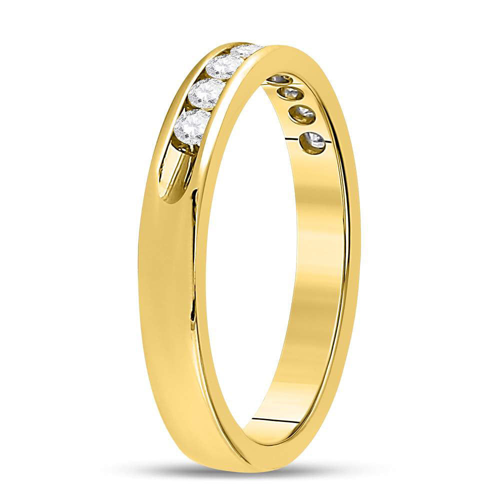 14kt Yellow Gold Womens Round Diamond Single Row Wedding Band 1/4 Cttw