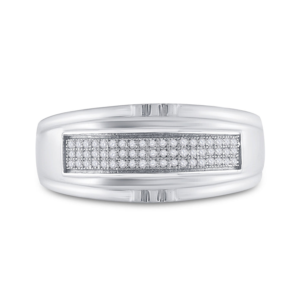 Sterling Silver Mens Round Diamond Band Ring 1/6 Cttw