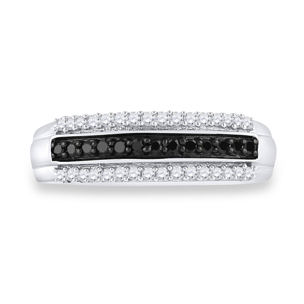 Sterling Silver Womens Round Black Color Enhanced Diamond Band Ring 1/4 Cttw