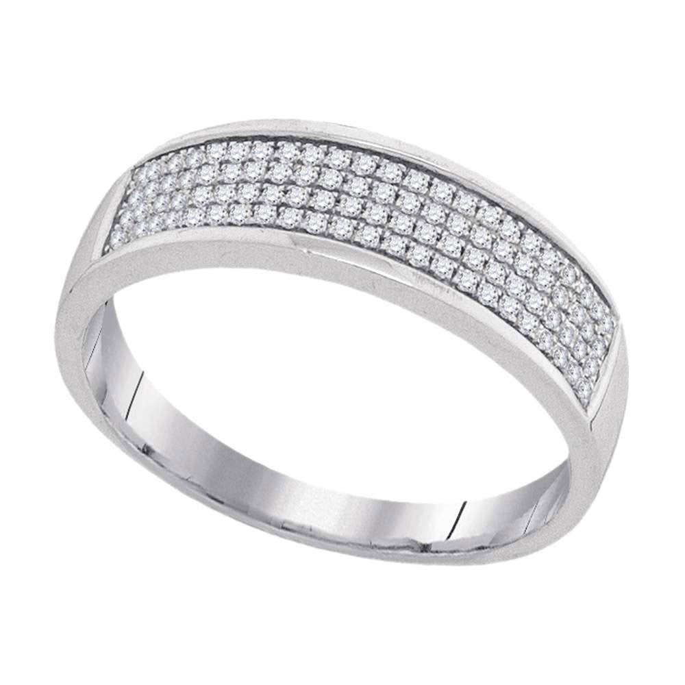 10kt White Gold Mens Round Diamond Pave Band Ring 1/4 Cttw