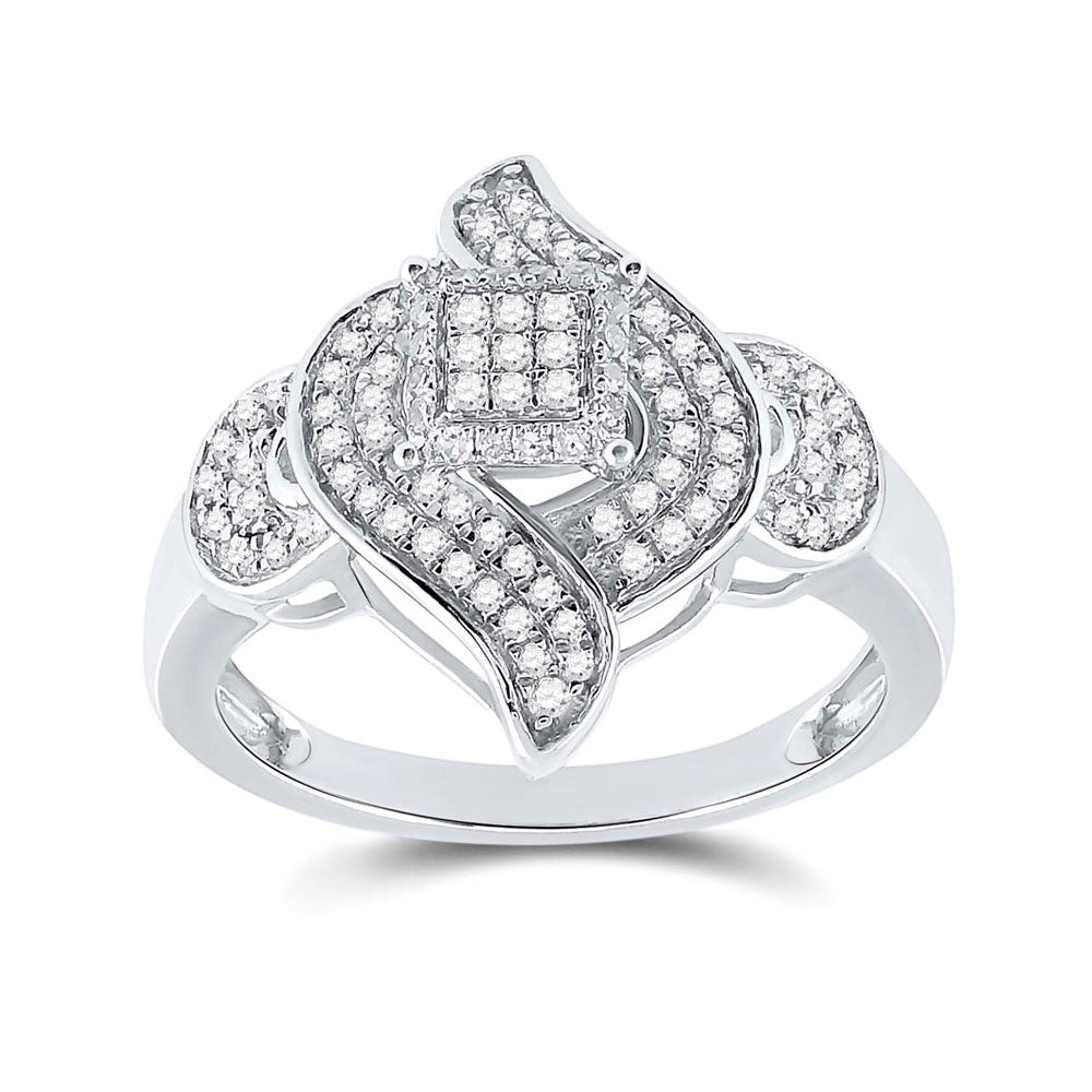 Sterling Silver Womens Round Diamond Fashion Ring 1/3 Cttw